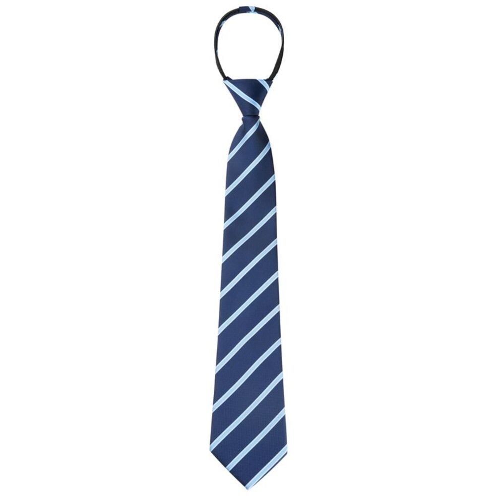 Zipper Tie Pre-Tied Patterned Necktie Adjustable Neck Ties Navy Blue -1